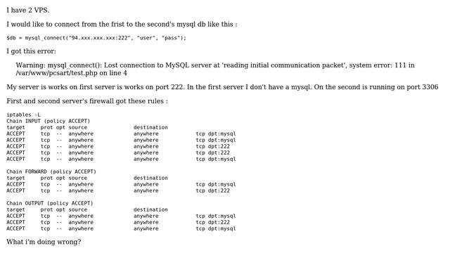 Databases: mysql_connect() system error :111 смотреть онлайн