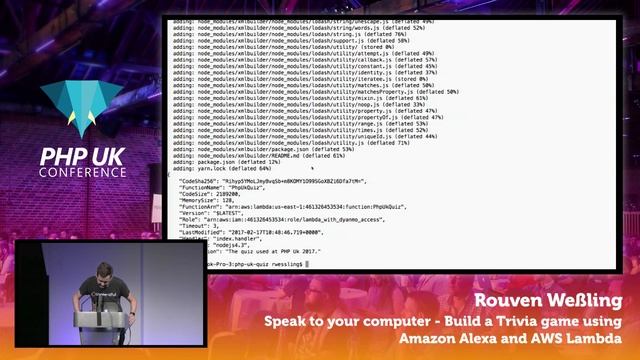 PHP UK Conference 2017 - Rouven Weßling - Build a Trivia game using Amazon Alexa and AWS Lambda смотреть онлайн