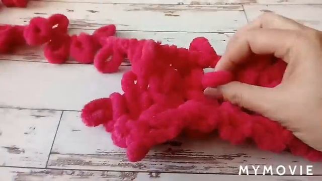 Вяжем плед Alize Puffy узором "Сердечки" смотреть онлайн