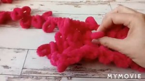 Вяжем плед Alize Puffy узором «Сердечки»