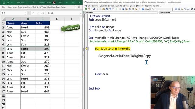 Excel VBA #31 Dividere un database su più fogli con il ciclo For Each (split Excel database) Macro смотреть онлайн