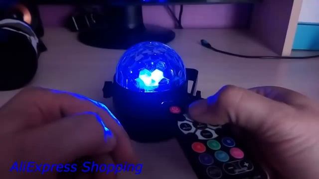 Диско шар (цветомузыка) с AliExpress. смотреть онлайн