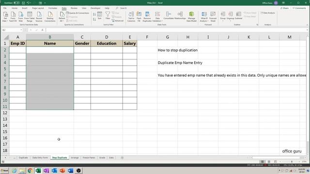 Excel Me Duplicate Entries Ko Kaise Roke? | Prevent/Stop Duplicate Entries In Excel, In Hindi смотреть онлайн