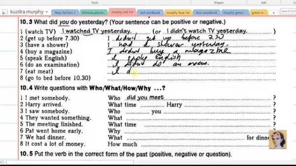 10. Essential Grammar in Use. Unit 10. Past Simple negative & questions +Exercises+Words