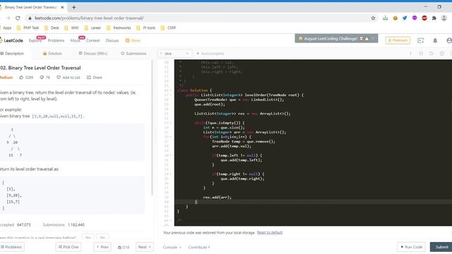 Binary Tree Level Order Traversal | LeetCode | Data Structure | C | C++ | Java | Dynamic Programmin смотреть онлайн