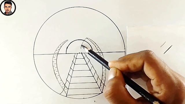 beautiful mountain Bridge drawing | Circle Drawing For Beginners | scenery circle drawing | رسم سه смотреть онлайн