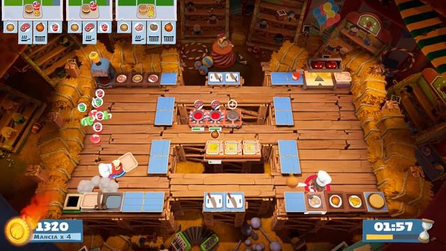 Overcooked 2. Carnival Of Chaos 3-2 | 2 Players Online Coop 4 Stars | Score: 2772