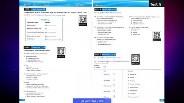 KET Listening 2020 TEST 8 - A2 Key for Schools 8 Practice Tests SIMPLY with ANSWER KEY