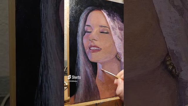 Опять всё перекрасила и это ещё не всё) #портрет #акрилом 18x24