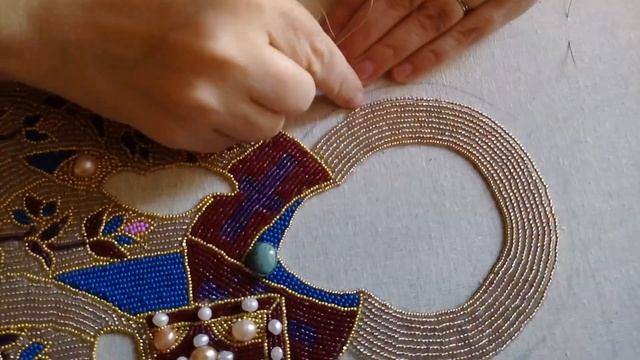 Вышивка иконы Николай Чудотворец цветным бисером. Техника прикрепов крупным планом. смотреть онлайн