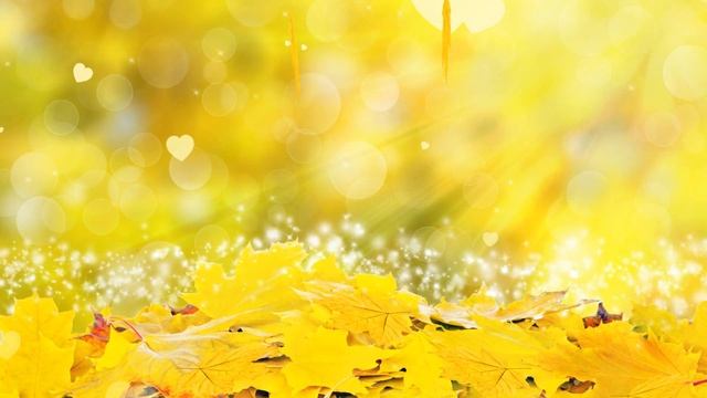 Осенний фон - осенние кленовые листья, блестки, сердечки, боке - футаж для видео монтажа. смотреть онлайн