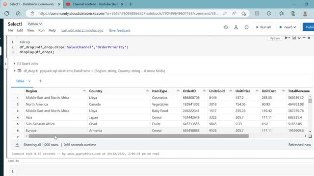 How to drop or remove columns from dataframe using Pyspark #databricks #pyspark #drop смотреть онлайн