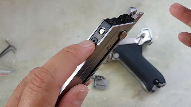 Airsoft - Luger P08 6" Silver WE GBB 6mm смотреть онлайн