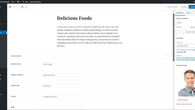 How to add testimonial for Gourmet - Restaurant WordPress Theme for Restaurant and Cafe смотреть онлайн