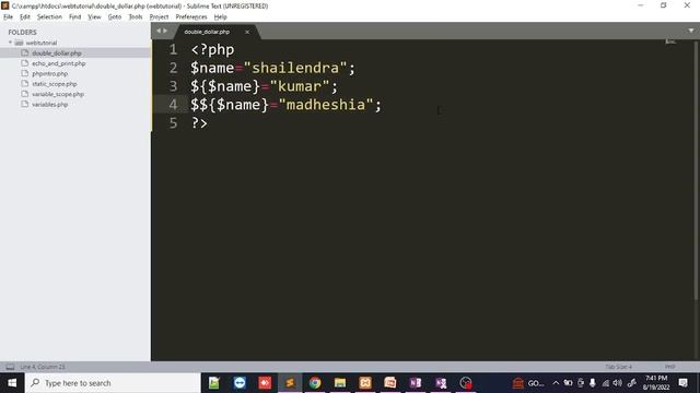 #7 Php $ and $$ | Use of dollar and double dollar sign in php | Php tutorials in hindi смотреть онлайн
