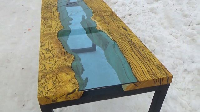 СТОЛ-РЕКА СО СТЕКЛОМ ИЗ МАССИВА ШЕЛКОВИЦЫ смотреть онлайн