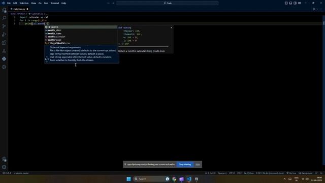 How to make calendar code in python vs terminal смотреть онлайн