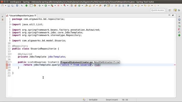 Usando JdbcTemplate para consultas SQL com Spring смотреть онлайн