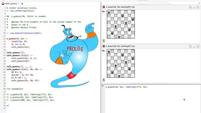 Задача про вісім ферзів. На Prolog with CLP(FD), на Haskell та на Java. Практичне № 4 (2023). смотреть онлайн