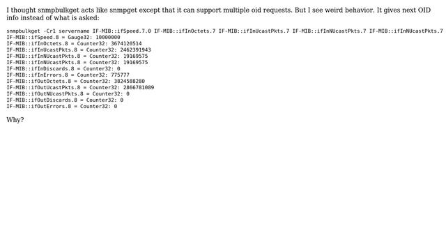snmpbulkget is giving values of next oid instead of giving the oid mentioned in the argument. Why? смотреть онлайн