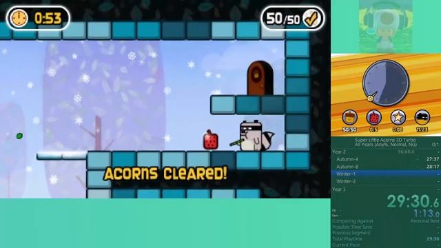 [WR] All Years (Any%, Normal) Speedrun In 58:49 (Super Little Acorns 3D Turbo)