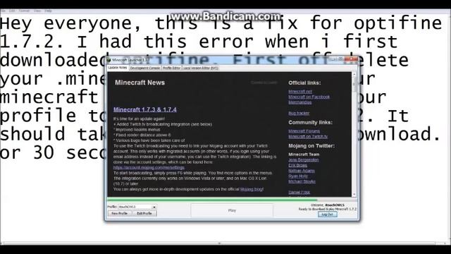 Optifine 1.7.2 Launch error fix смотреть онлайн