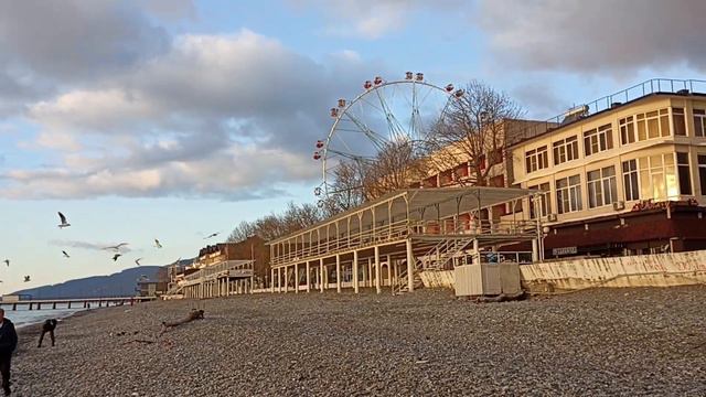20 декабря 2022 Лазаревское Сочи Красивый Закат на море, чайки, романтика. смотреть онлайн
