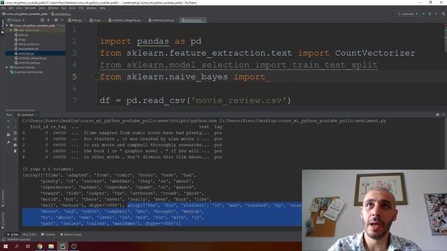 Machine learning in python - 8 - Come costruire un motore di sentiment analysis смотреть онлайн