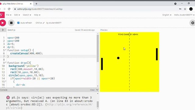 ഞാൻ code ചെയ്ത ഒരു കുഞ്ഞി game | p5.js web editor | ping pong game by me смотреть онлайн