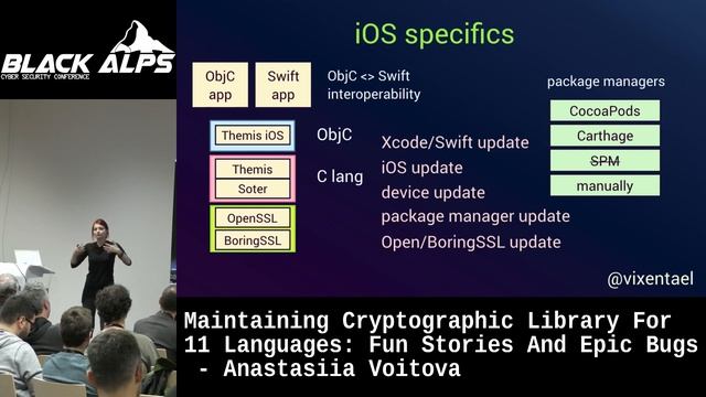 Maintaining Cryptographic Library for 12 languages—Anastasiia Voitova, Cossack Labs, BlackAlps'19 смотреть онлайн