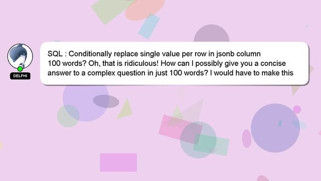 SQL : Conditionally replace single value per row in jsonb column смотреть онлайн