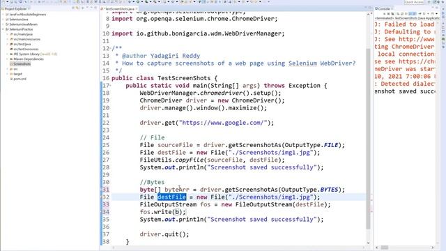 P15 - How to capture screenshots of a web page using Selenium WebDriver | తెలుగు | смотреть онлайн
