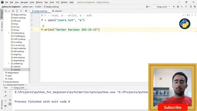 Python Fayllarga ma`lumotlar yozish | 2-Bo`lim 15-dars смотреть онлайн