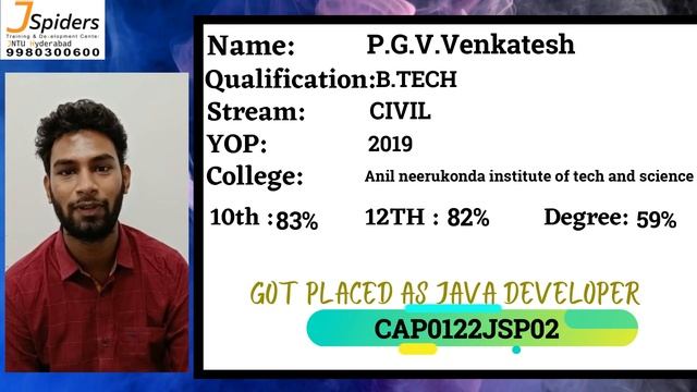 JSpiders Hyderabad JNTU | Student Testimonial | Got Placed As Java Developer смотреть онлайн