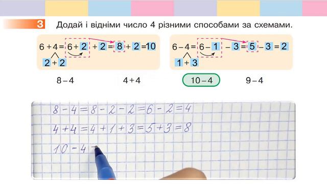 Математика 1 клас НУШ. Додаємо і віднімаємо число 4. Додавання і віднімання в межах 10 (с. 80) смотреть онлайн