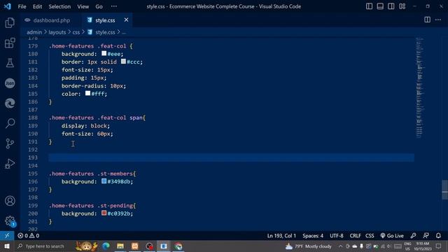 PHP Complete Ecommerce Website | Adding Colors and Links | PART - 35 смотреть онлайн