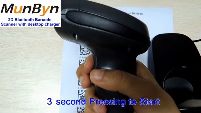Industrial Wireless 2D Bluetooth Barcode Scanner for Android iPhone iPad with Desktop Charger смотреть онлайн
