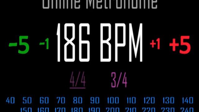 Metronomo Online - Online Metronome - 186 BPM 3/4 смотреть онлайн