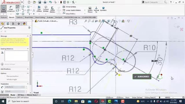 Solidworks Sketch Tutorial # 7 - Combination of Lines and Arcs. смотреть онлайн