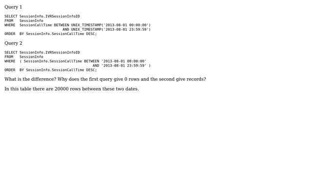Databases: Problem with the function UNIX_TIMESTAMP смотреть онлайн