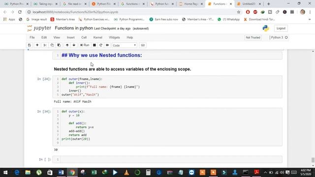34 Python Nested Functions using jupyter notebook by Atif Masih смотреть онлайн