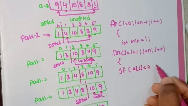SELECTION SORT WITH EXAMPLE & PROGRAM IN C IN DATA STRUCTURES IN TELUGU//SELECTION SORT смотреть онлайн