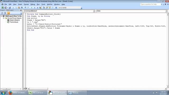 How To Display Picture On Microsoft Excel-2007 Worksheet Using VBA Part-2 смотреть онлайн