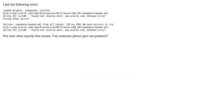 Unable to "yum install" on Oracle Linux 7 machine смотреть онлайн
