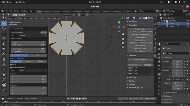 Blender 2.91 - Turning a flower into heart || Curve morphing tutorial || смотреть онлайн