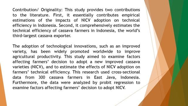 The Effects of Improved Cassava Variety Adoption on Farmers’ Technical Efficiency in Indonesia AJAR смотреть онлайн