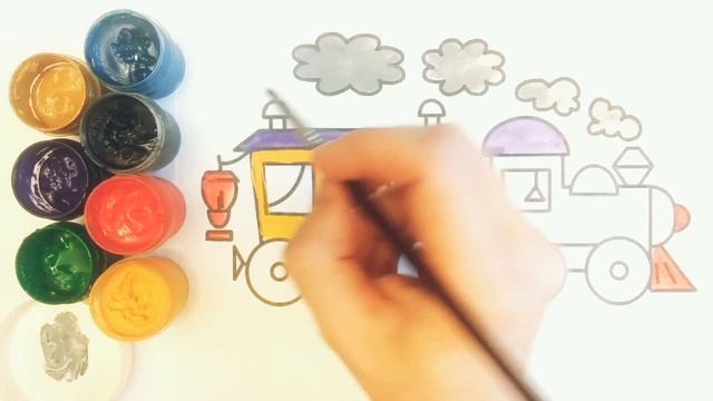 Рисуем паровоз учим цвета весело!!) смотреть онлайн