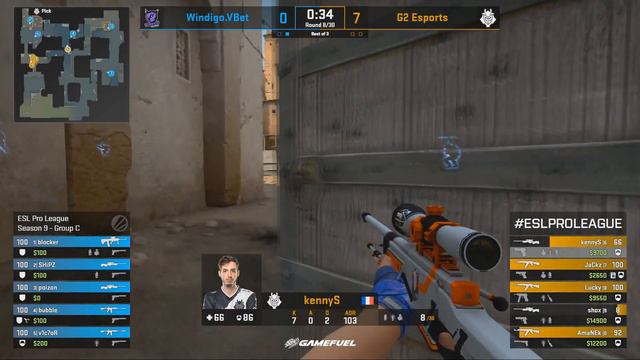 G2 vs. Windigo (2:1) at ESL Pro League Season 9 Europe (21.04.2019) смотреть онлайн