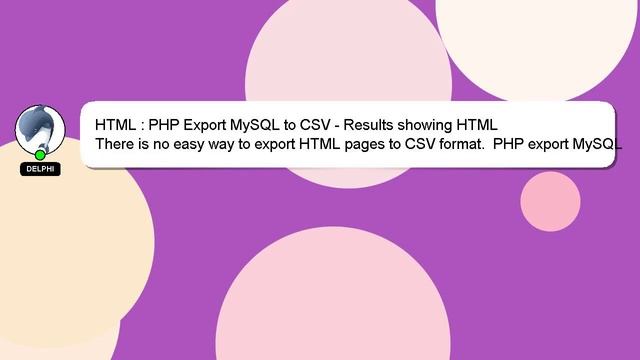 HTML : PHP Export MySQL to CSV - Results showing HTML смотреть онлайн