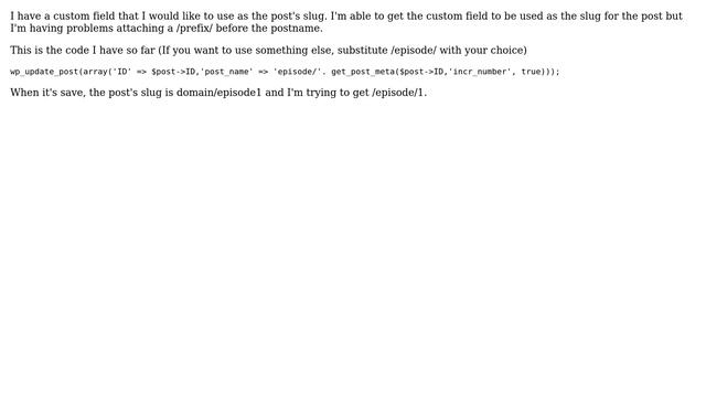 Wordpress: Use /prefix/postname as a slug in post_name? смотреть онлайн
